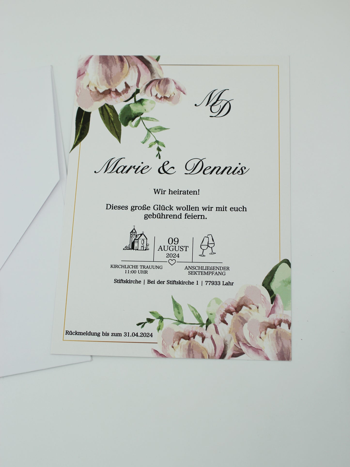 Code: 5015 - Handgemachte Hochzeitseinladung