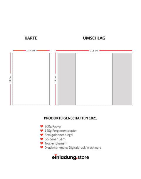 Code: 1021 - Handgemachte Hochzeitseinladung - Einladung Store