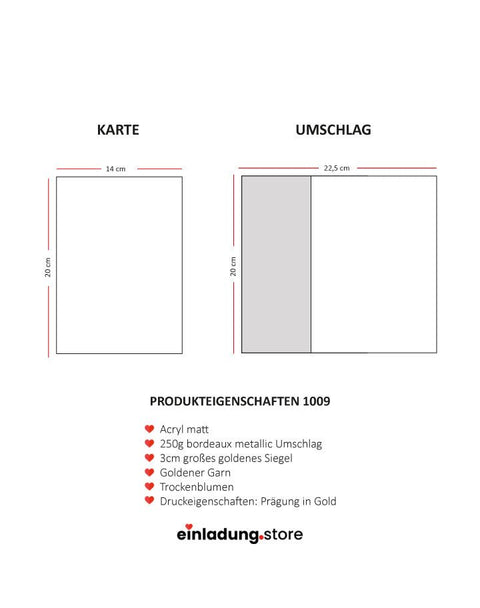 Code: 1009 - Handgemachte Hochzeitseinladung - Einladung Store