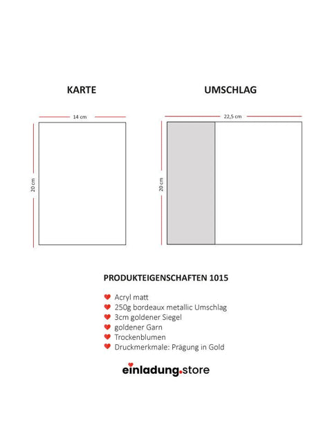 Code: 1015 - Handgemachte Hochzeitseinladung - Einladung Store