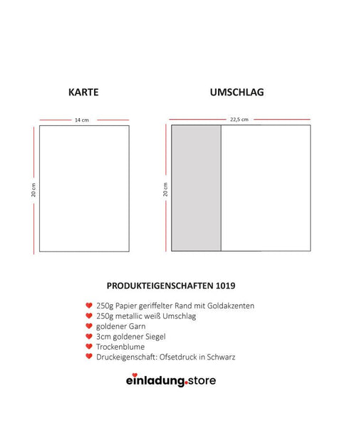 Code: 1019 - Handgemachte Hochzeitseinladung - Einladung Store