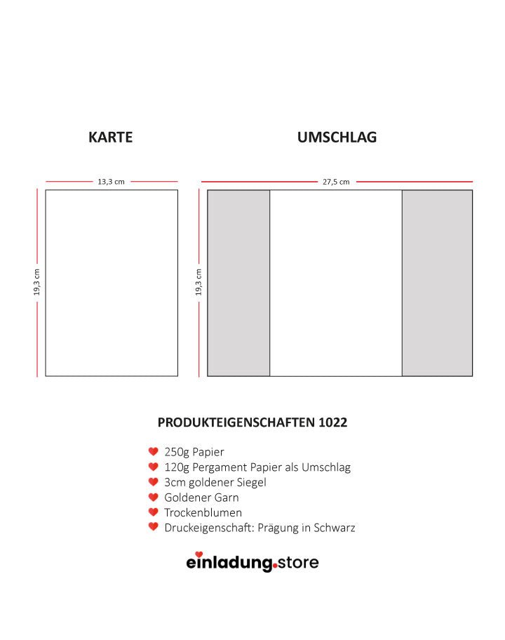 Code: 1022 - Handgemachte Hochzeitseinladung - Einladung Store