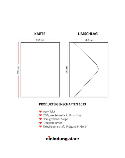 Code: 1023 - Handgemachte Hochzeitseinladung - Einladung Store