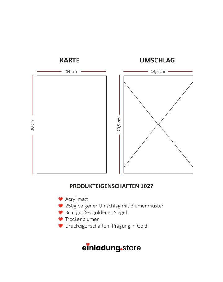 Code: 1027 - Handgemachte Hochzeitseinladung - Einladung Store
