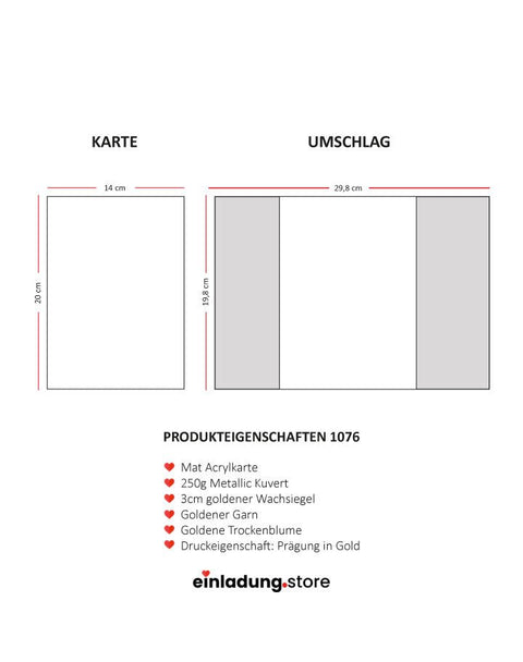 Code: 1076 - Handgemachte Hochzeitseinladung - Einladung Store