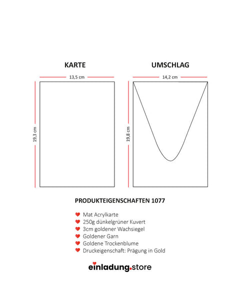 Code: 1077 - Handgemachte Hochzeitseinladung - Einladung Store