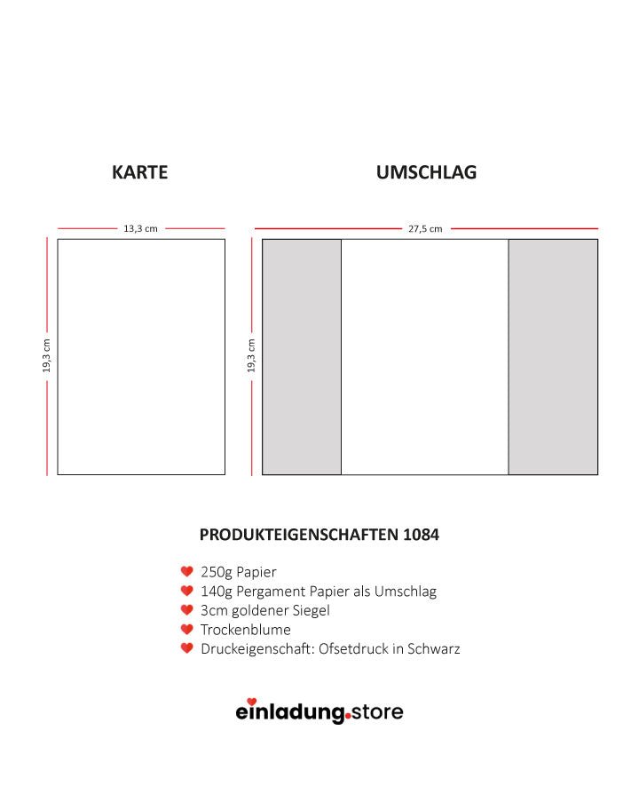 Code: 1084 - Handgemachte Hochzeitseinladung - Einladung Store