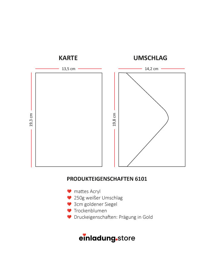 Code: 6101 - Handgemachte Hochzeitseinladung - Einladung Store