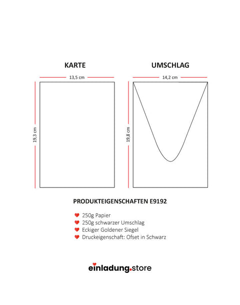 Code: E9192 - Handgemachte Hochzeitseinladung - Einladung Store