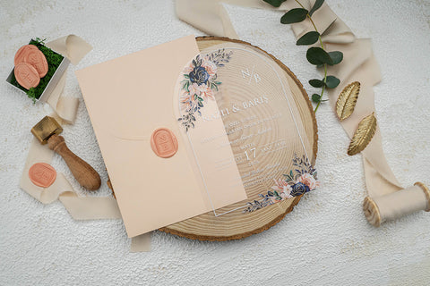 Code: 9365 - Transparente Hochzeitseinladung (Mit Siegel)