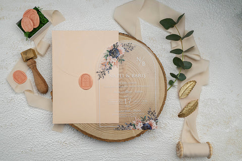 Code: 9365 - Transparente Hochzeitseinladung (Mit Siegel)