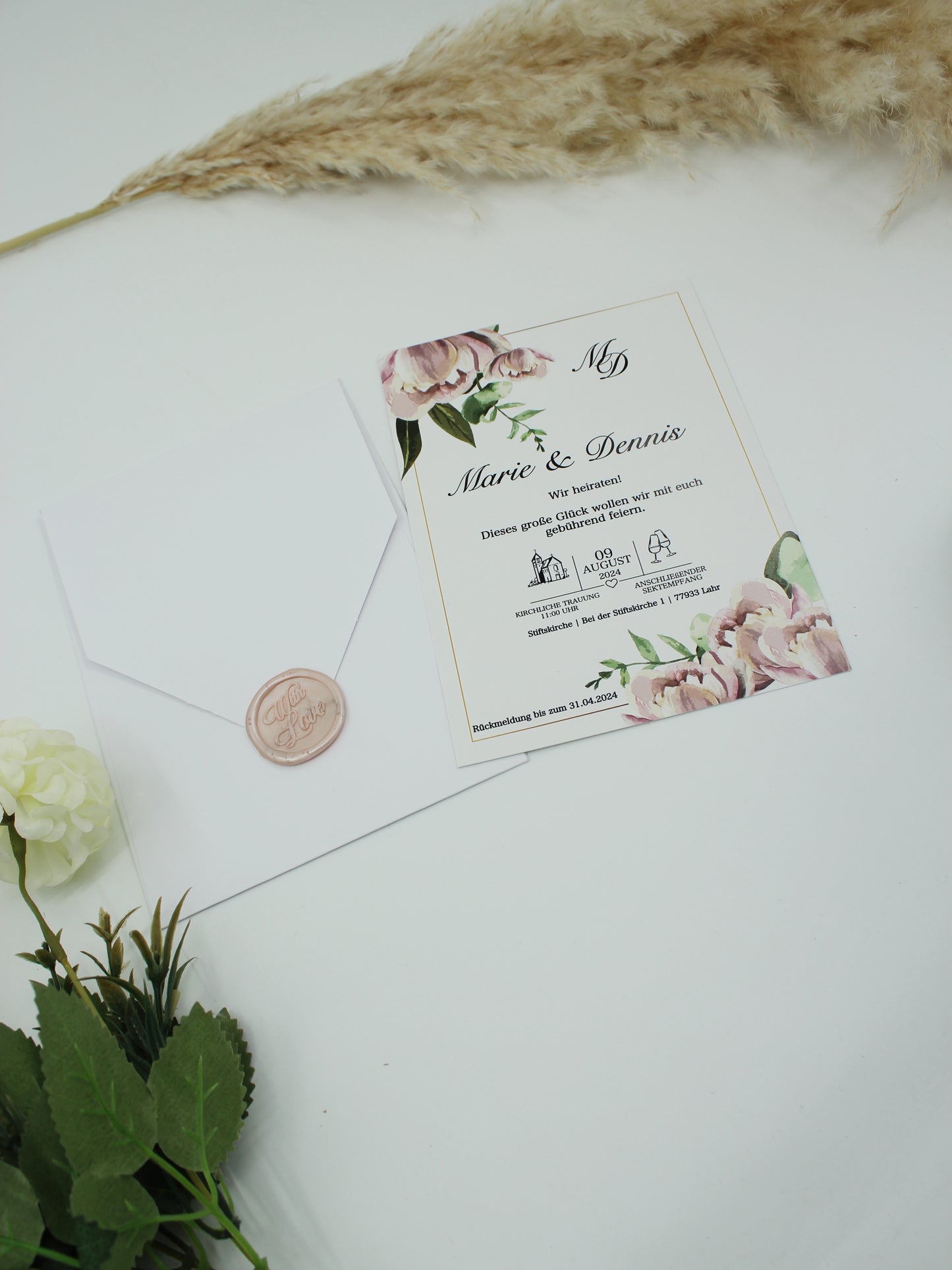 Code: 5015 - Handgemachte Hochzeitseinladung